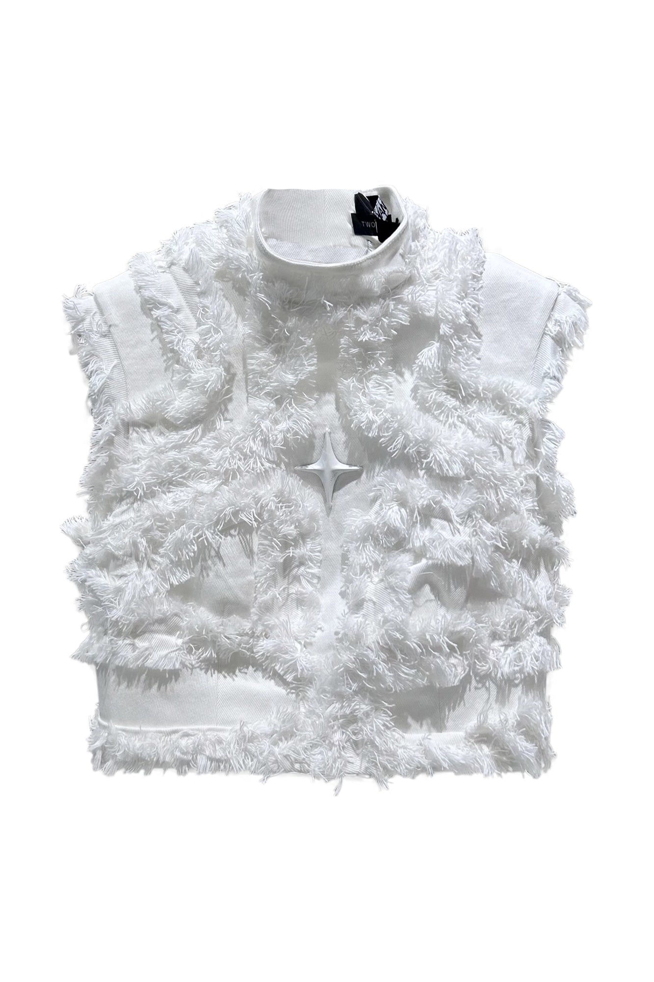 Fractal vest with raw edge