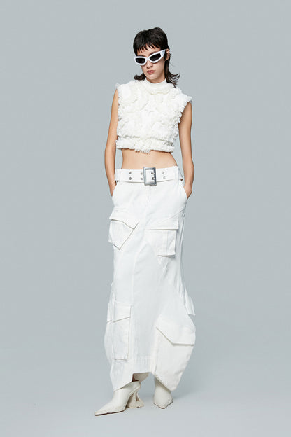 Fractal vest with raw edge