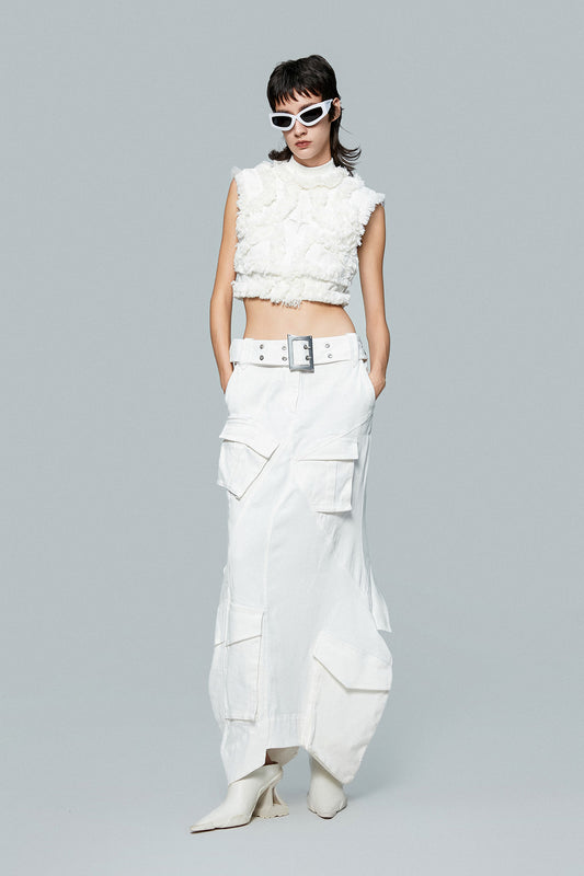 Fractal vest with raw edge