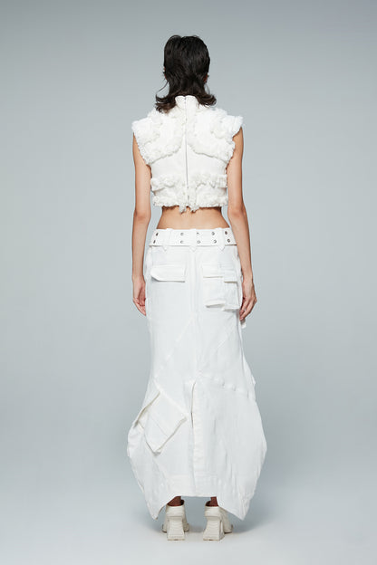 Fractal vest with raw edge