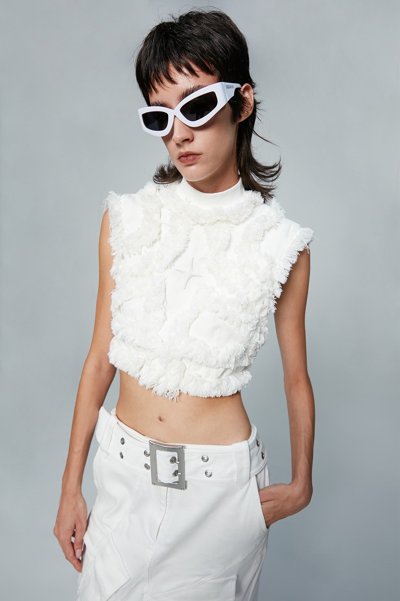 Fractal vest with raw edge