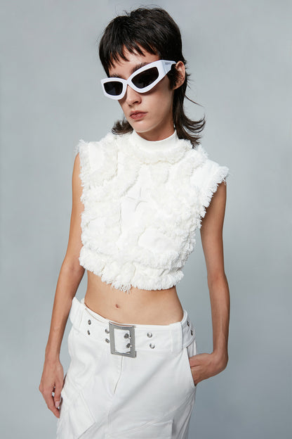 Fractal vest with raw edge