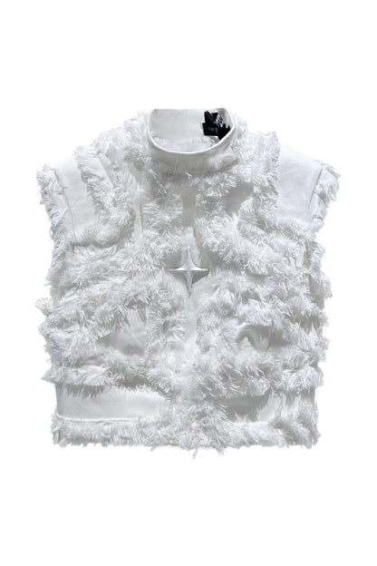 Fractal vest with raw edge