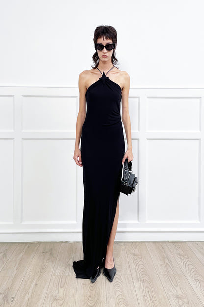 Crisscross Halter Dress with Star Cutout