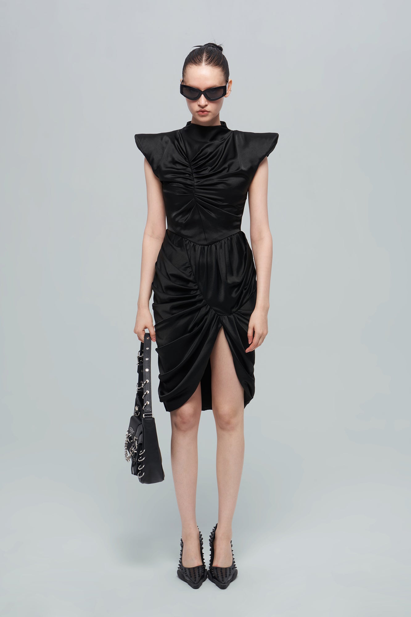 Acetic acid pleated three-dimensional dress