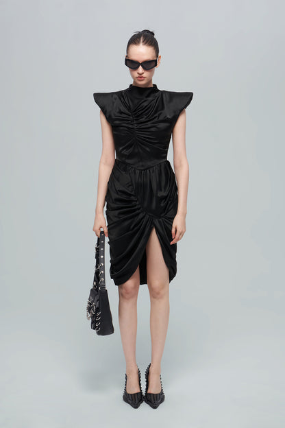 Acetic acid pleated three-dimensional dress