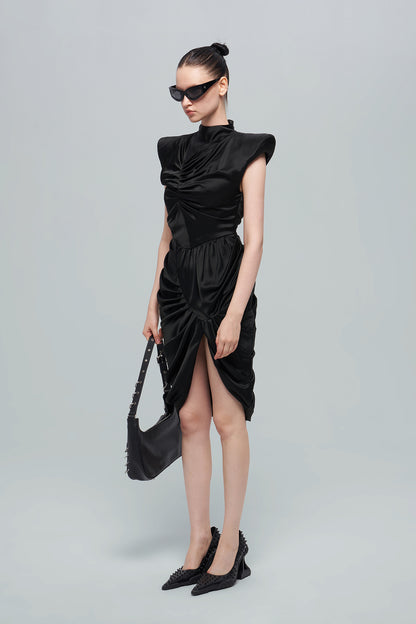 Acetic acid pleated three-dimensional dress