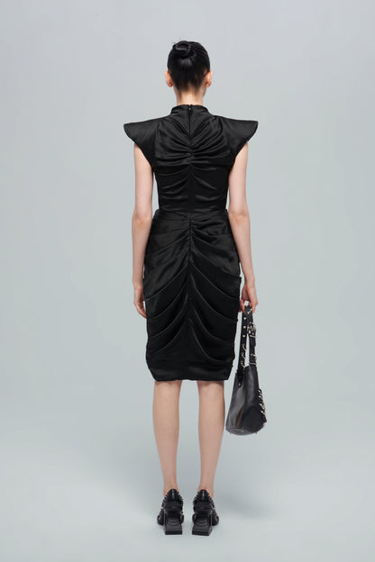Acetic acid pleated three-dimensional dress
