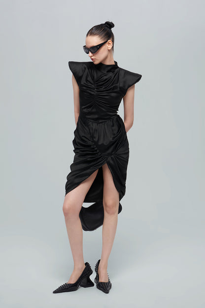 Acetic acid pleated three-dimensional dress