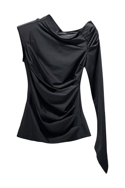 Asymmetrical pleated top