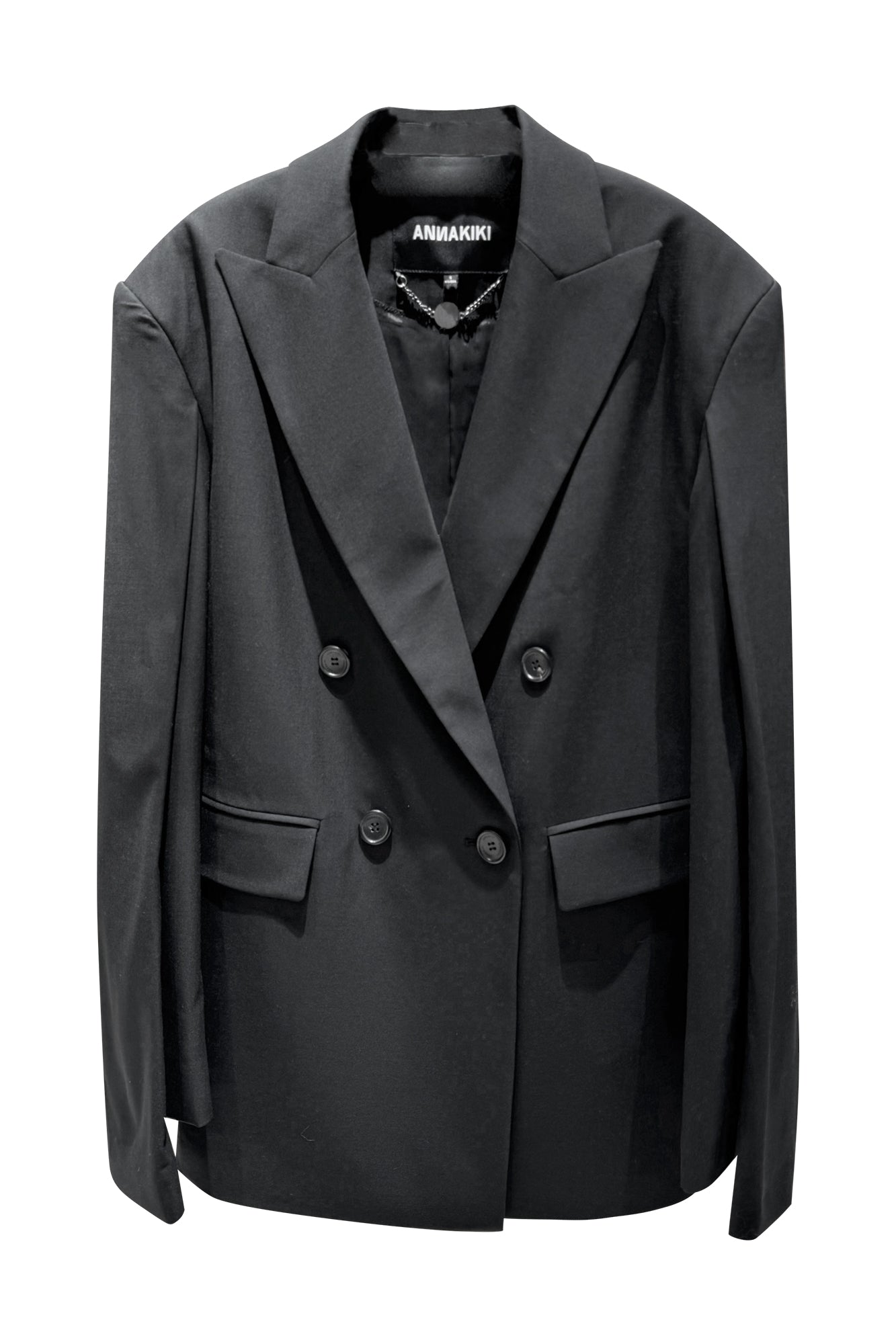 Wool lapel double sleeve suit