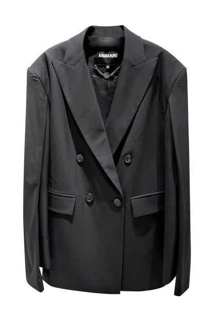 Wool lapel double sleeve suit