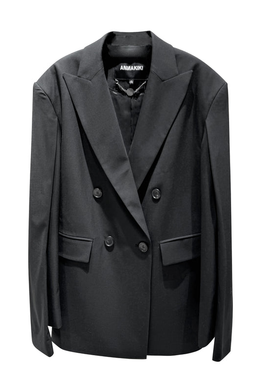 Wool lapel double sleeve suit