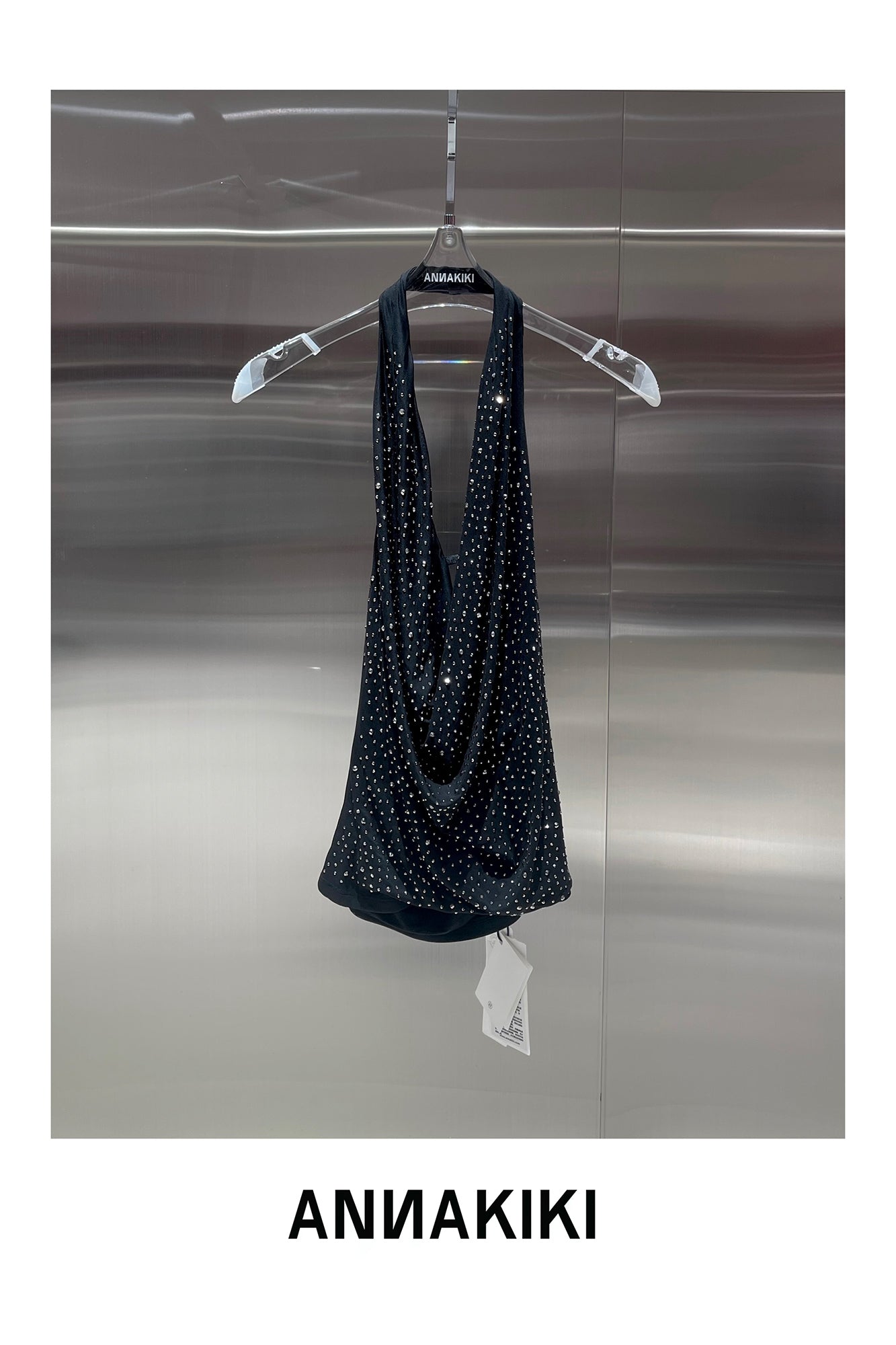 Hot stamping mesh swinging collar pleated top