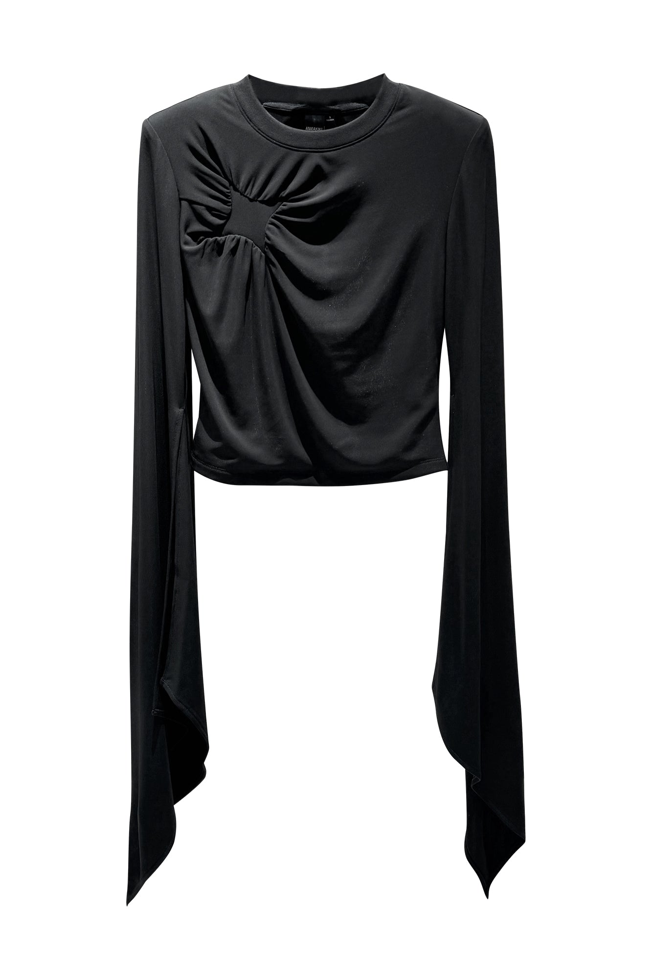Four-star pleated trumpet sleeve top