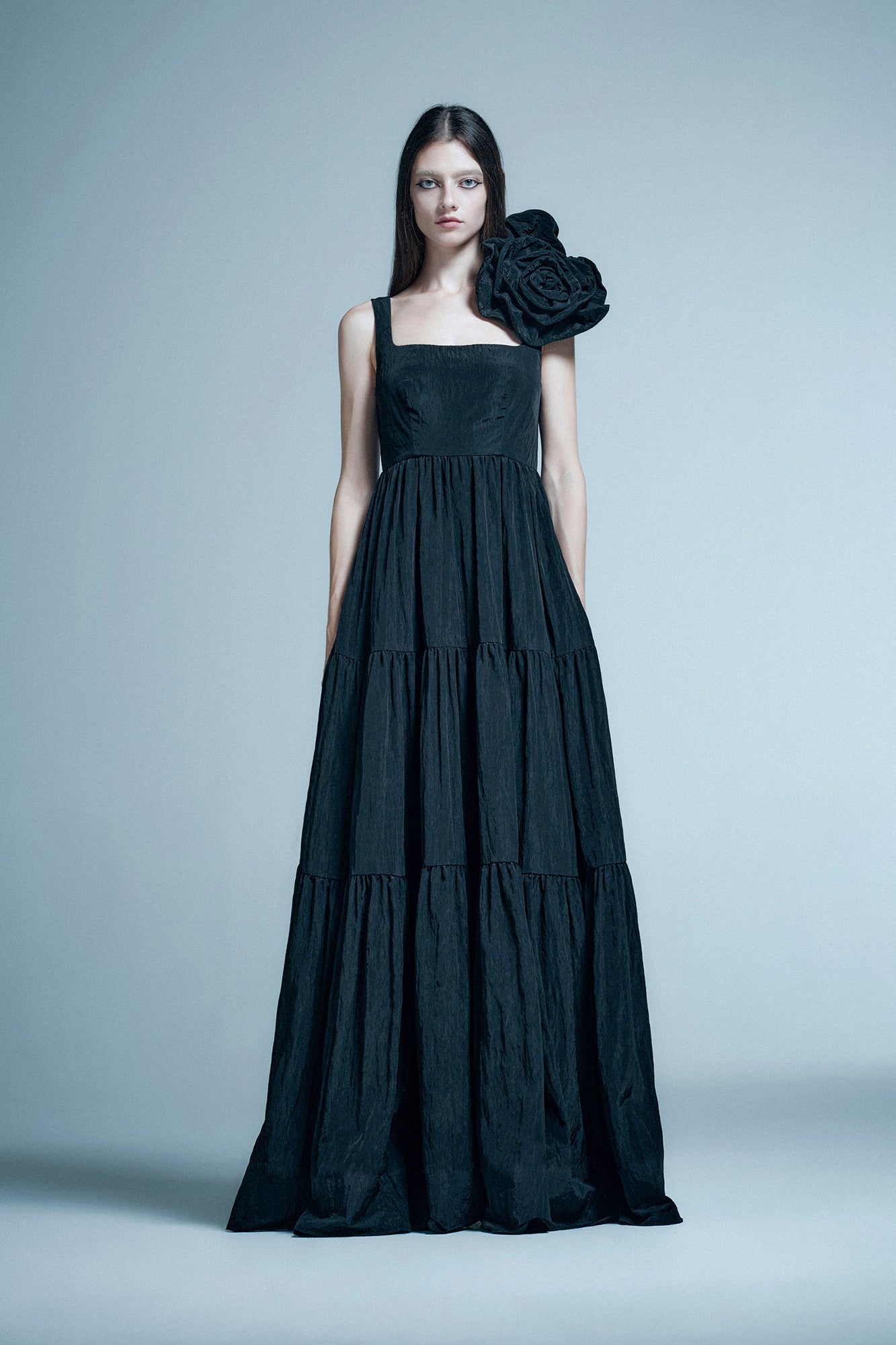 Floral layered pleated dress