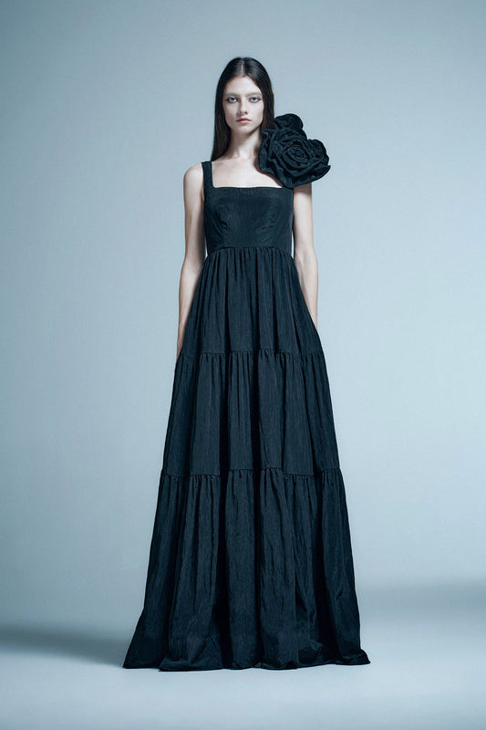 Floral layered pleated dress