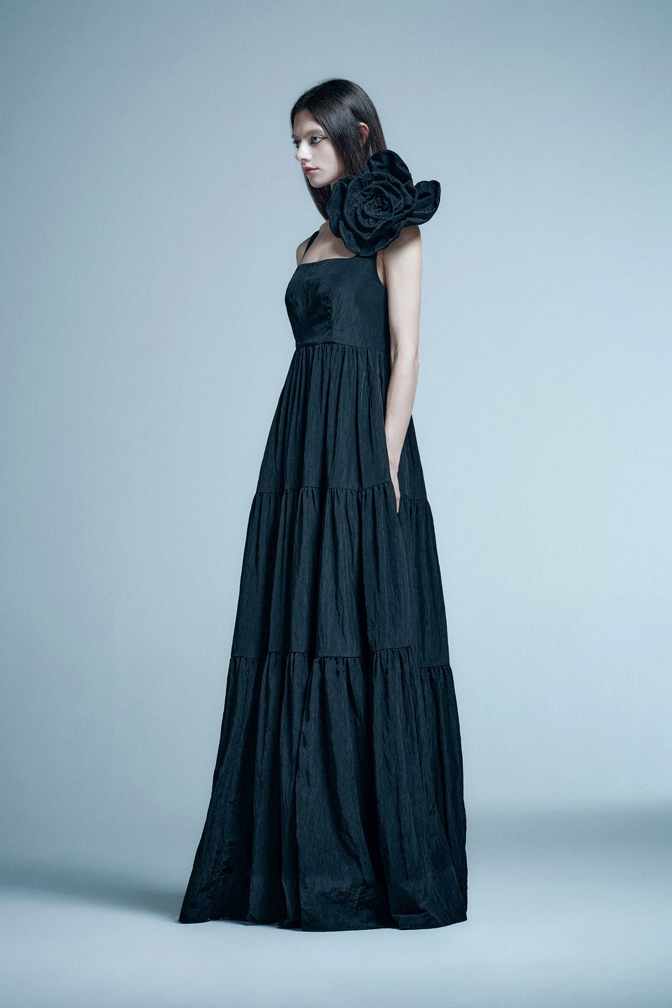 Floral layered pleated dress