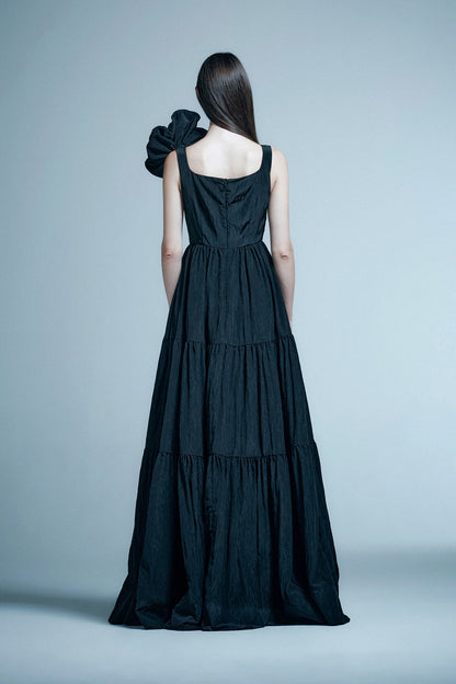 Floral layered pleated dress