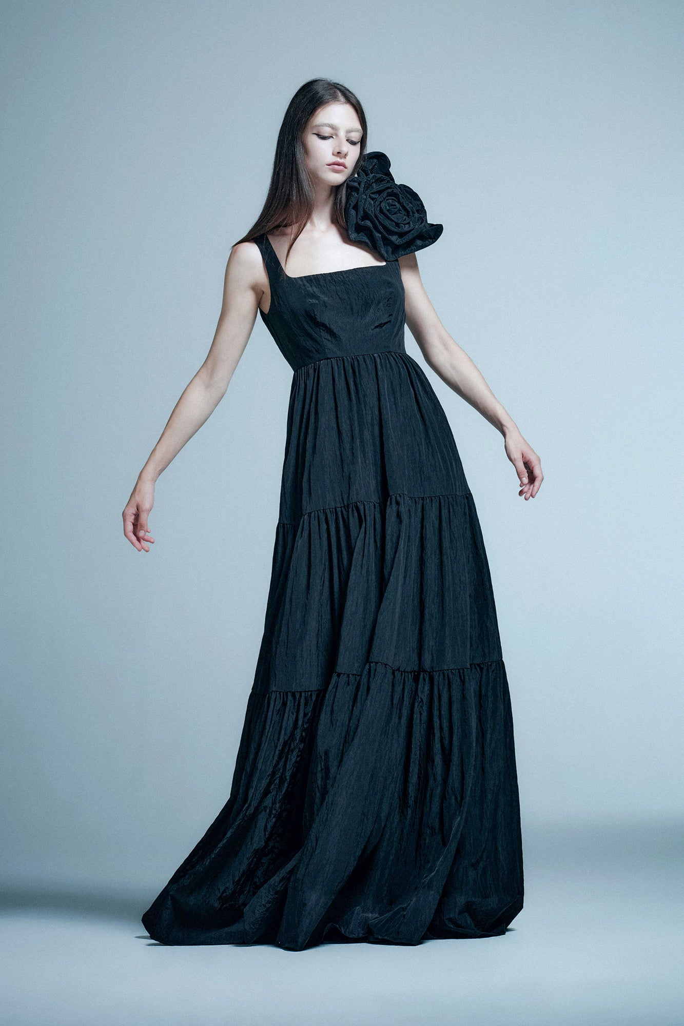 Floral layered pleated dress