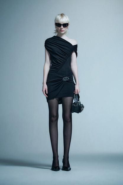 Asymmetrical pleated dress