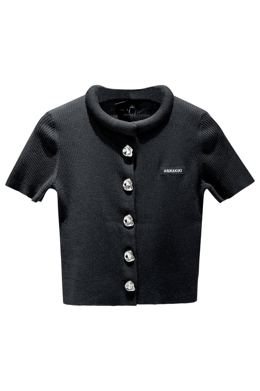 3D cotton knit cardigan