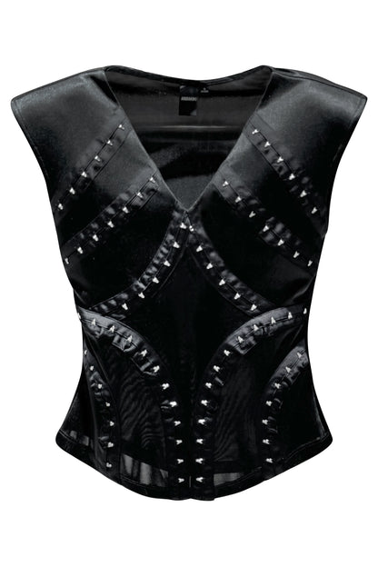 Four-star hook button sleeveless top