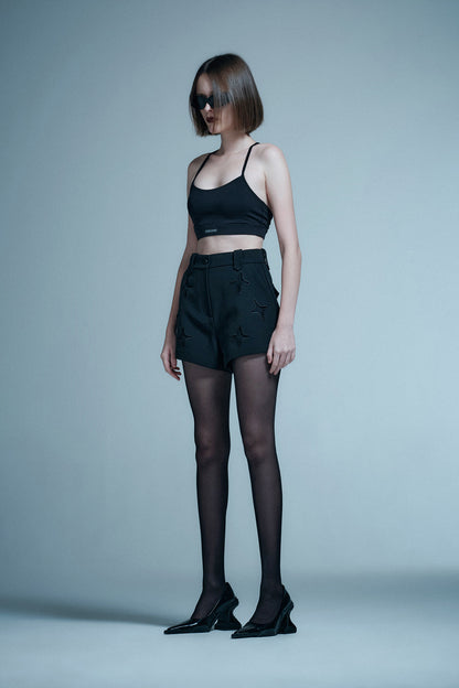 Acetic acid four-star hollow waist shorts