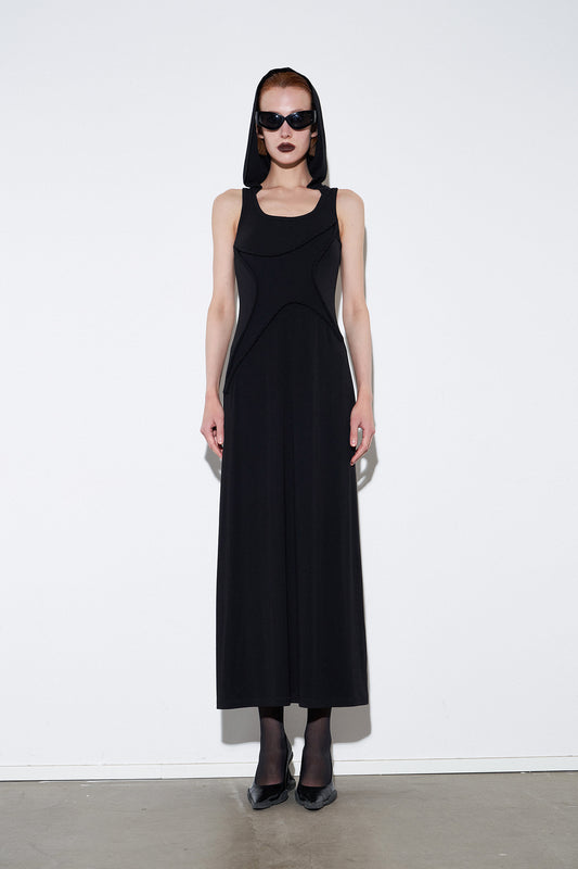 Four-pointed star twisted rope hooded dress