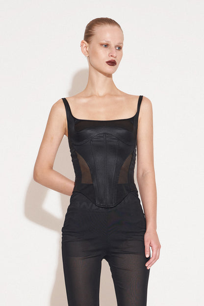 Cut-Out Acetate Corset Top