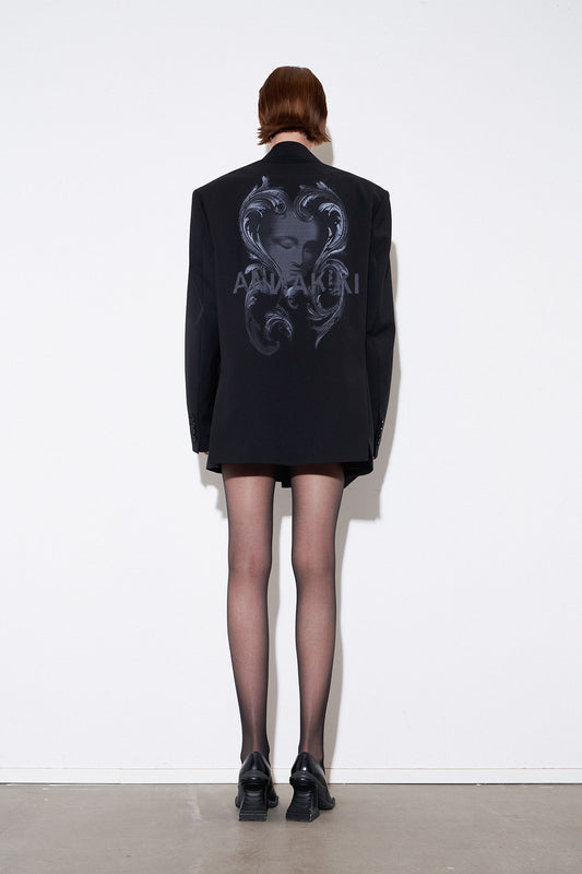 Fleece mottled portrait printed sui