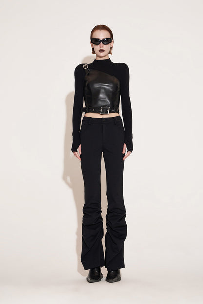 Japanese style buckle splicing top