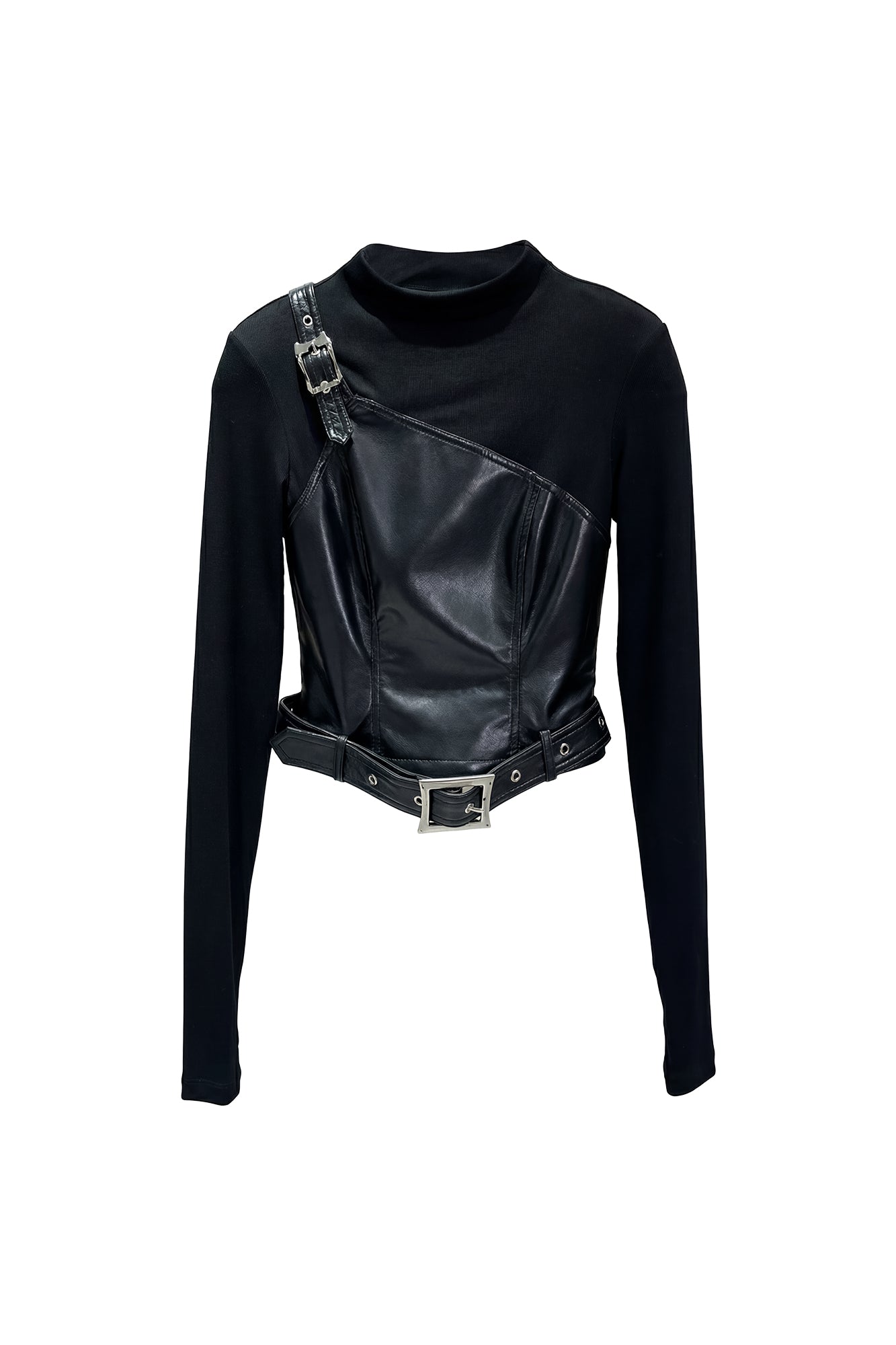 Japanese style buckle splicing top