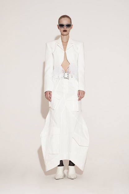 Feather-Trimmed Cropped Blazer