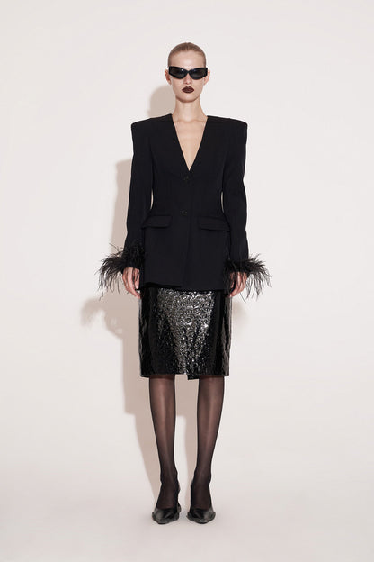 Wool geometric segmentation feather suit