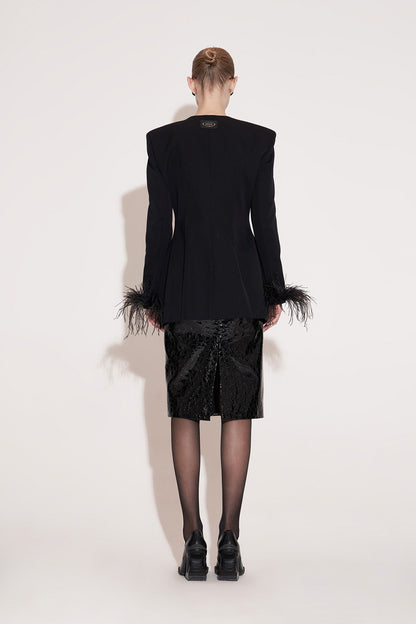 Wool geometric segmentation feather suit