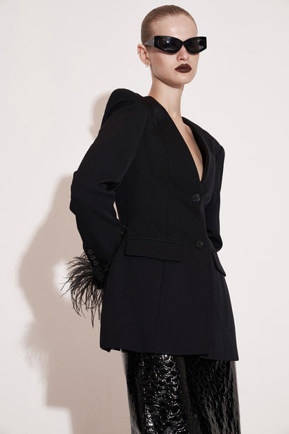 Wool geometric segmentation feather suit