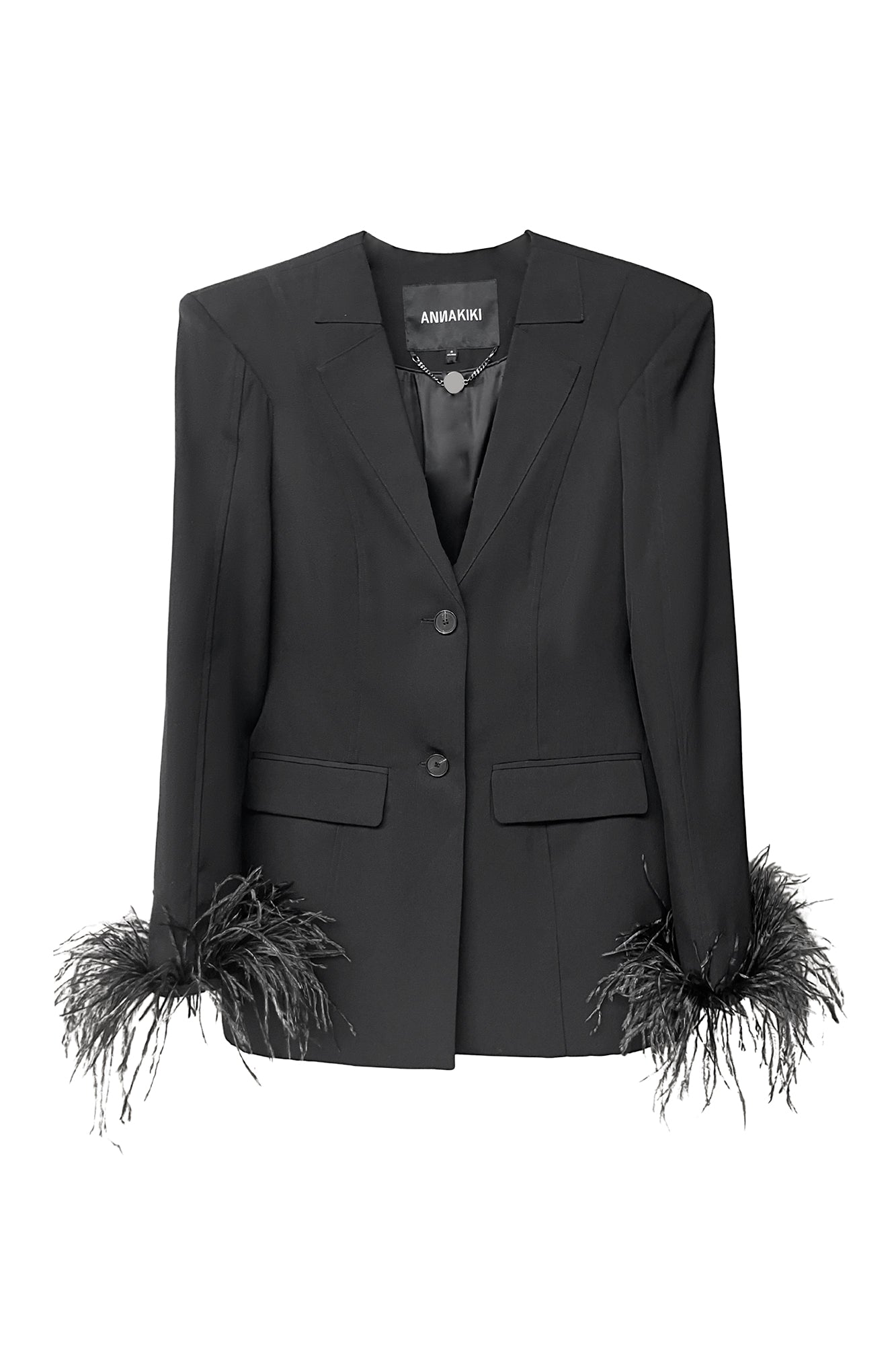 Wool geometric segmentation feather suit