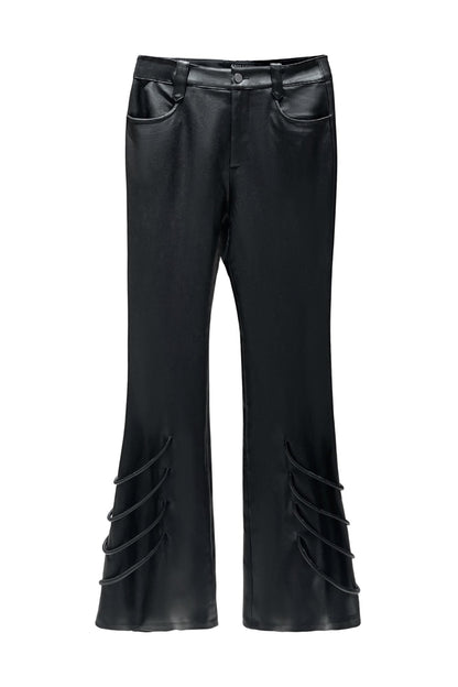 Low-rise cord-threading machine bell bottoms