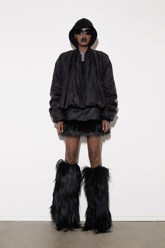Pleated balloon cotton jacket