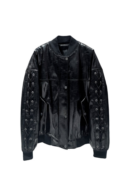 Leather corded baseball uniform coat