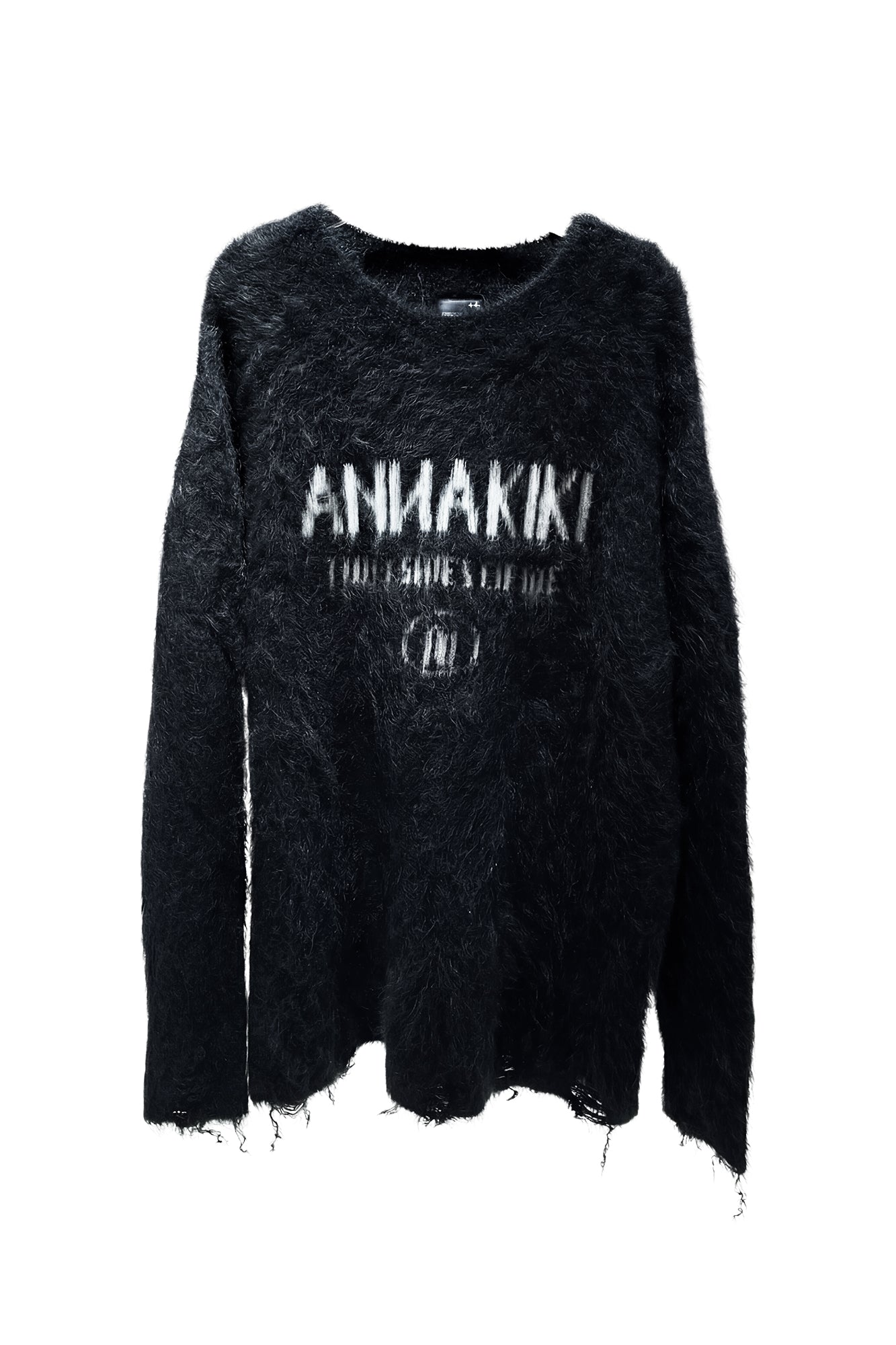 Camel wool slanted shoulder logo jacquard sweater