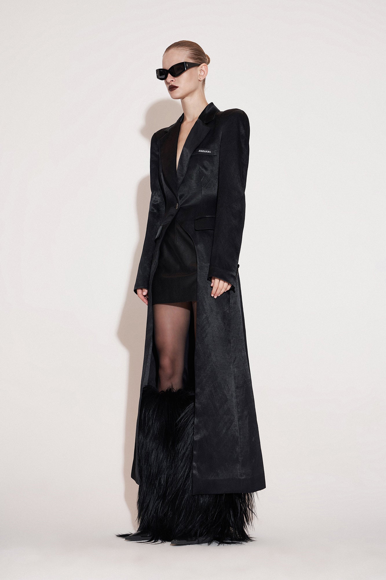 Leather Logo Low Waist Short Skirt