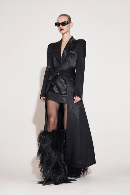 Leather Logo Low Waist Short Skirt