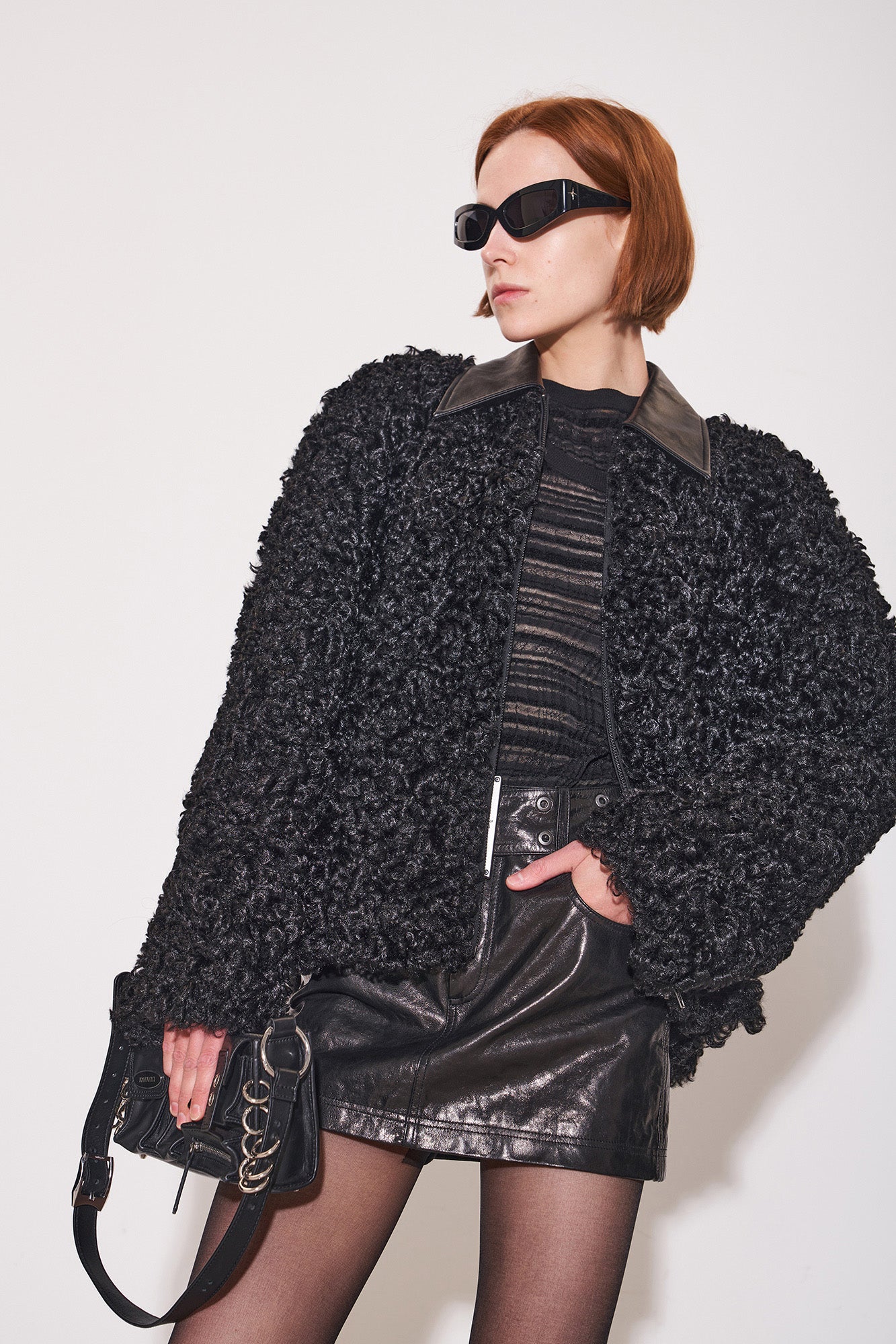 Leather collar environmental protection fur coat