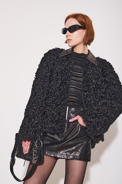 Leather collar environmental protection fur coat