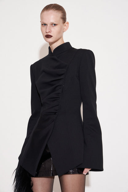 Vertical cut pinched waist jacket