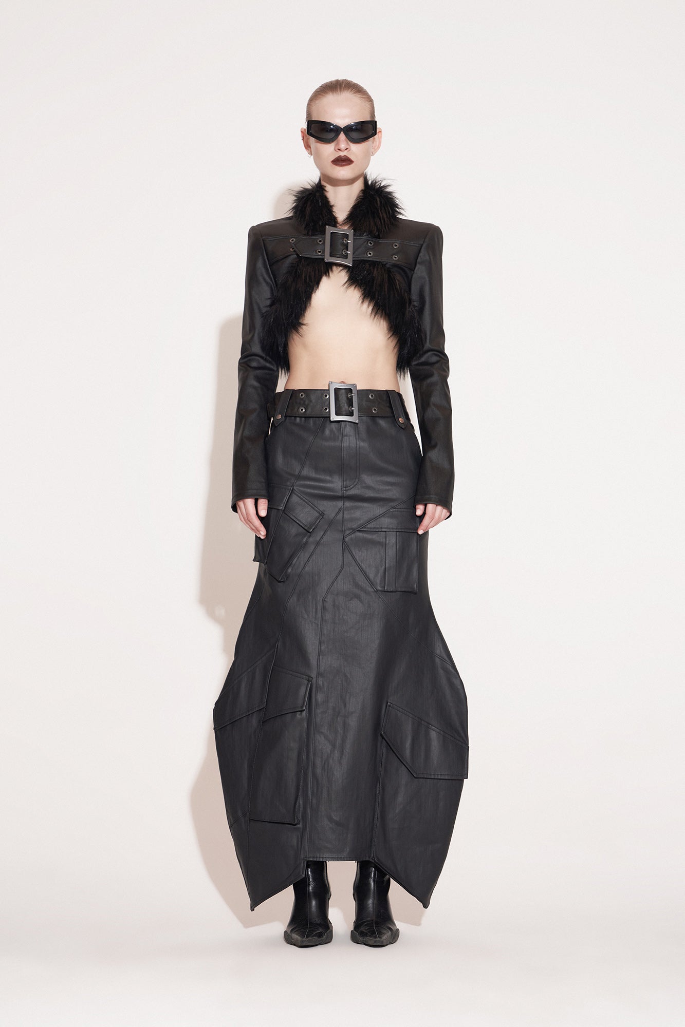 Eco-friendly fur jacket with functional buckle