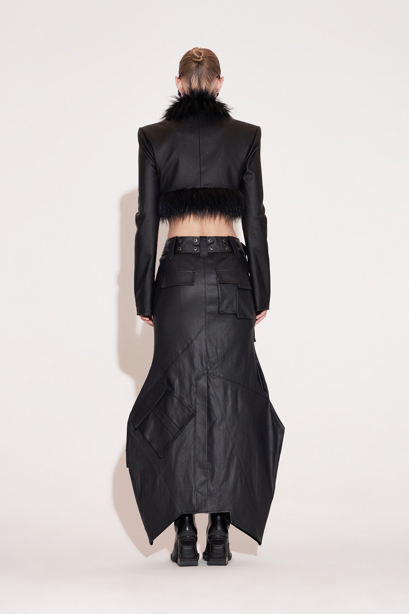 Eco-friendly fur jacket with functional buckle