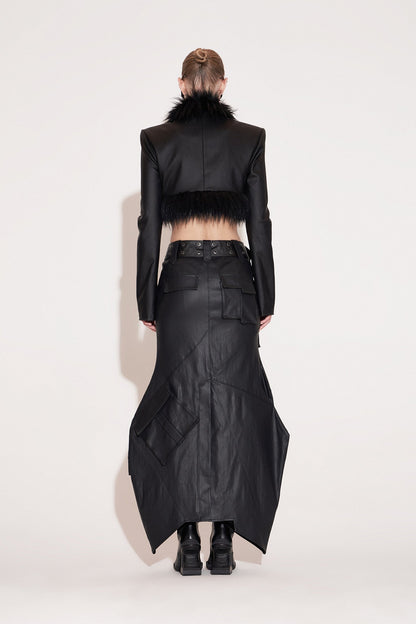 Eco-friendly fur jacket with functional buckle